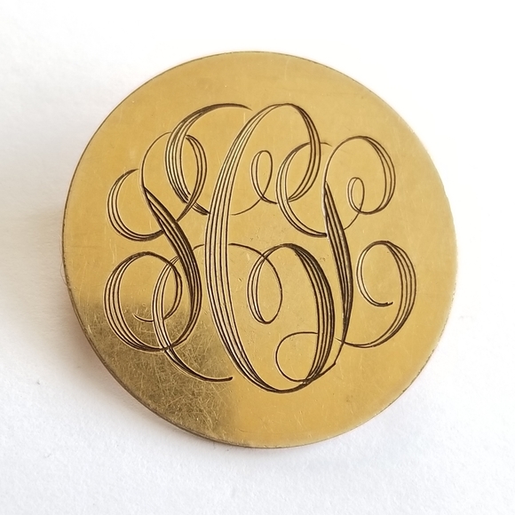 Vintage monogram brooch PCL gold filled Danecraft pin monogrammed alphabet - Picture 2 of 9